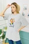 155446 Oversize Baskili Kisa Kol Tshirt